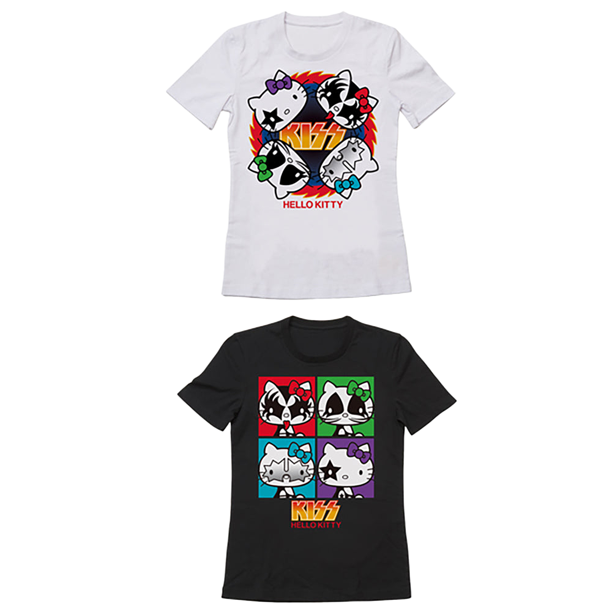 KISS × HELLO KITTYシリーズ Tシャツ ロックファイヤー / スクエア