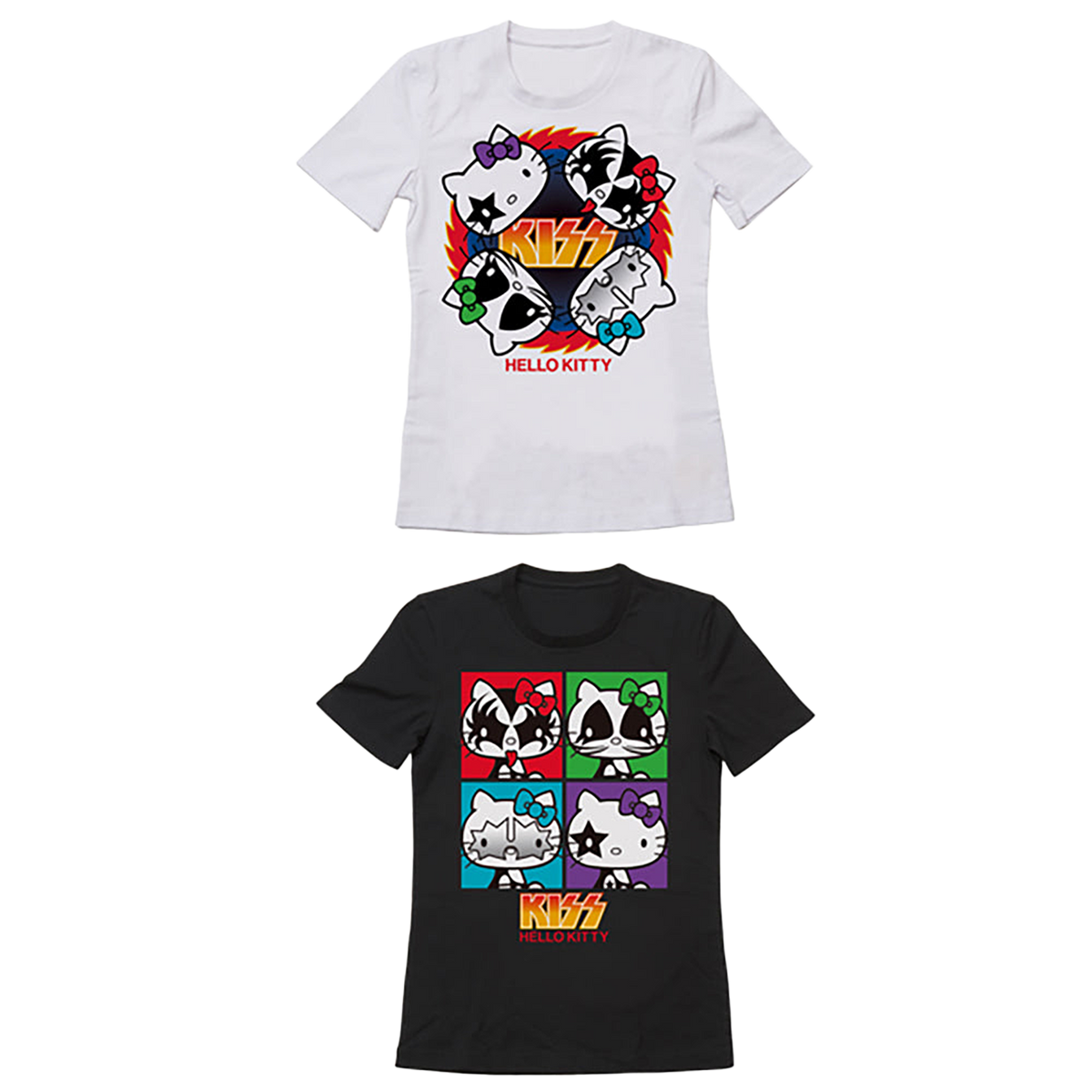 KISS × HELLO KITTYシリーズ Tシャツ ロックファイヤー / スクエア