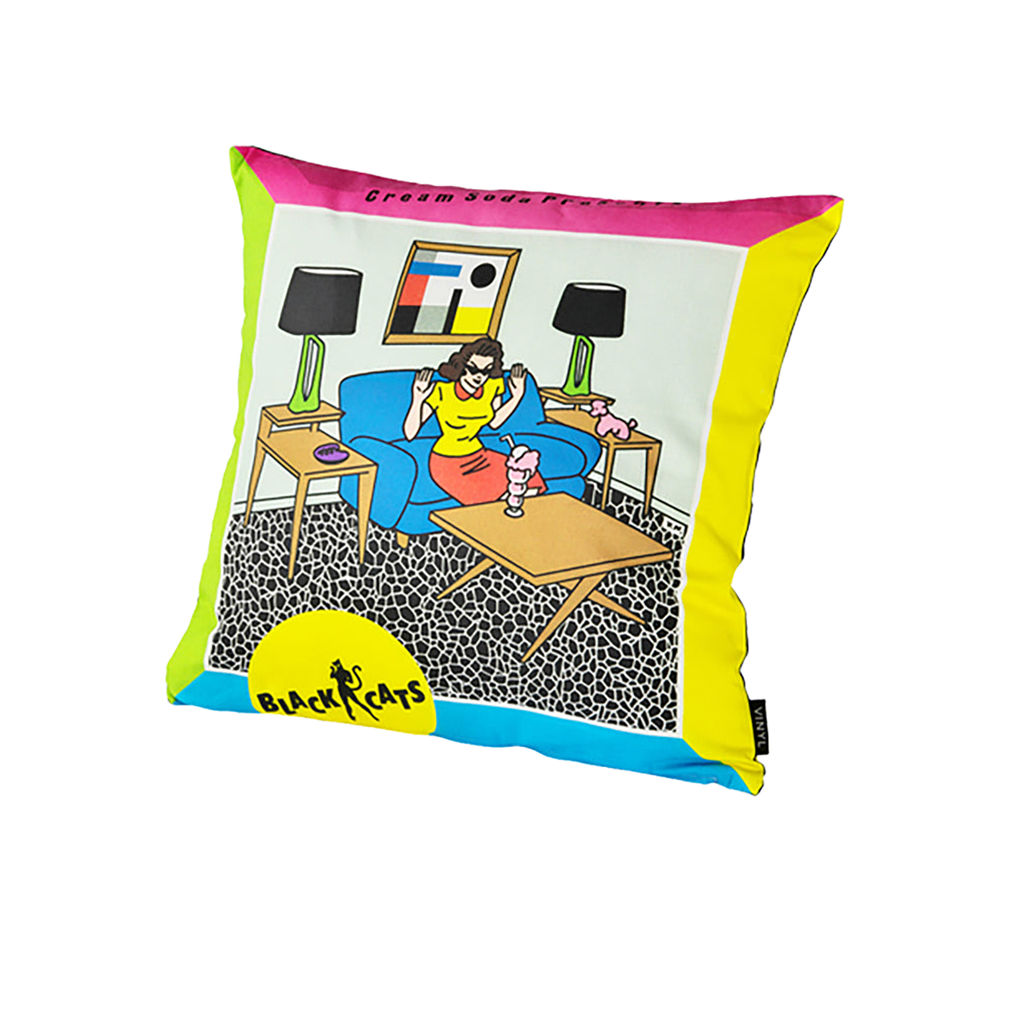 VINYL “BLACK CATS” CUSHION CREAM-SODA PRESENTS