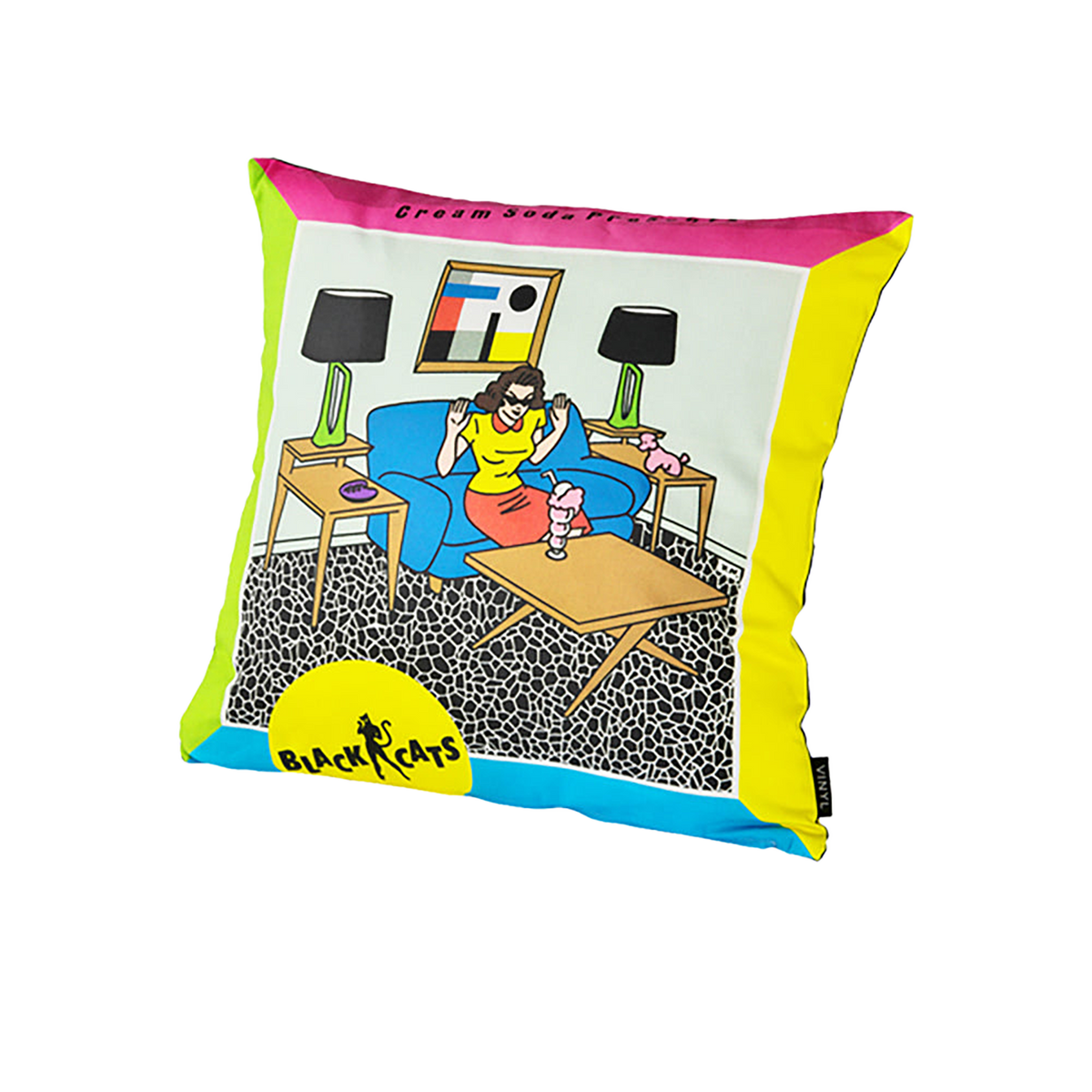 VINYL “BLACK CATS” CUSHION CREAM-SODA PRESENTS