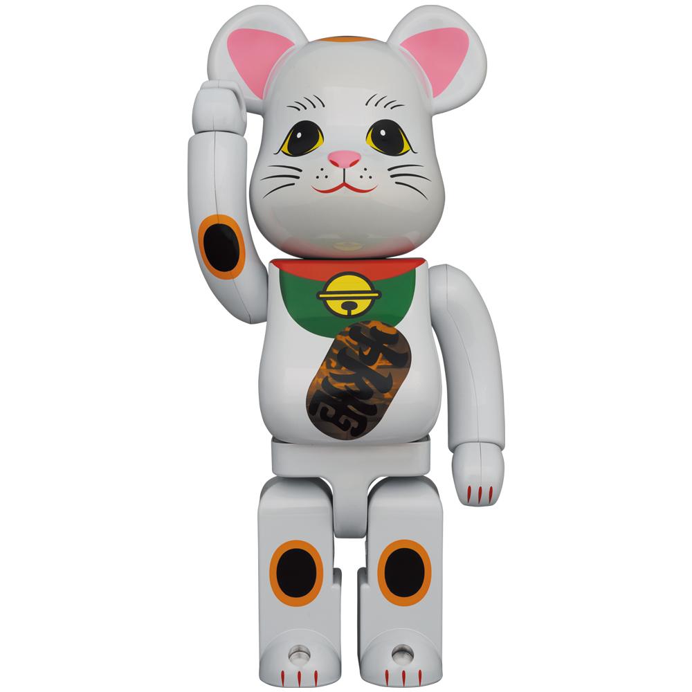 BE@RBRICK Maneki Neko White Plated Luminous 400%