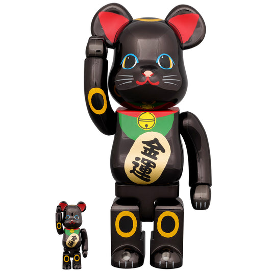 BE@RBRICK Maneki Neko Gold Fortune Black Plating 100％ & 400％