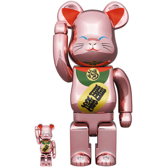 BE@RBRICK Maneki Neko Good Luck Peach Gold Plated 100% & 400%
