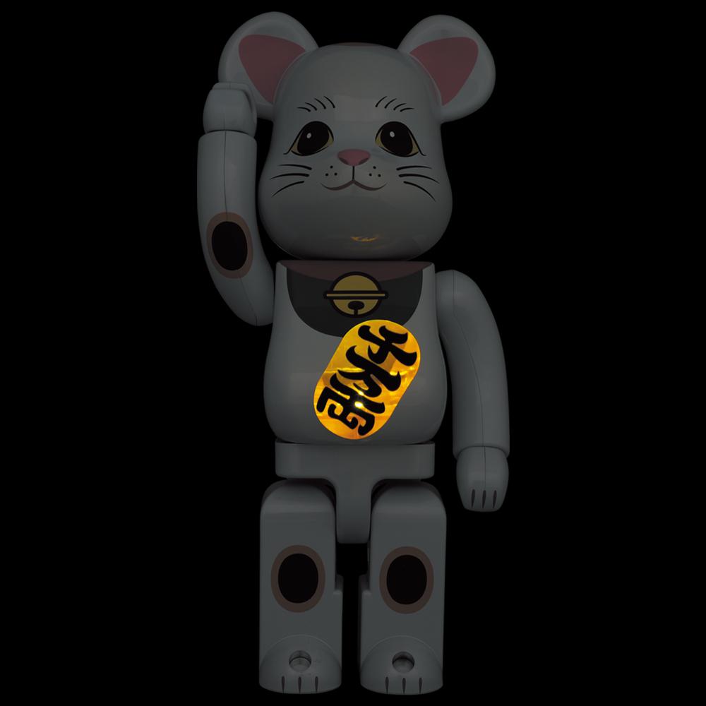 BE@RBRICK Maneki Neko White Plated Luminous 400%