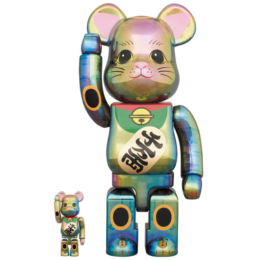 BE@RBRICK Maneki Neko Black Transparent Plating 100% & 400%