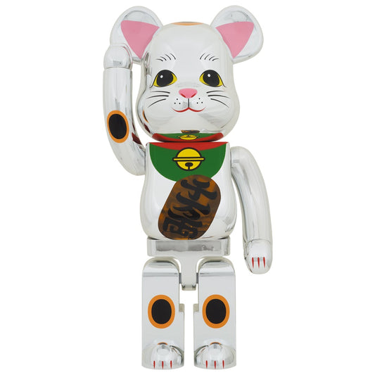 BE@RBRICK Maneki Neko Silver Plated Luminous 1000% 