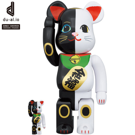 BE@RBRICK Maneki Neko Good Luck Black x Gold Fortune White 100% & 400%
