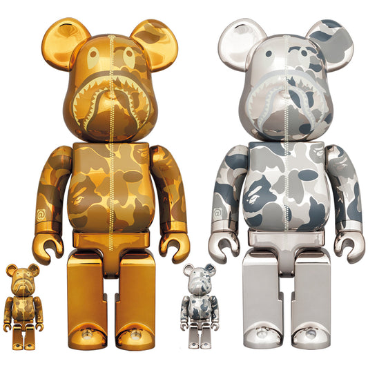 BE@RBRICK BAPE(R) CAMO SHARK 100％ & 400％ GOLD／SILVER