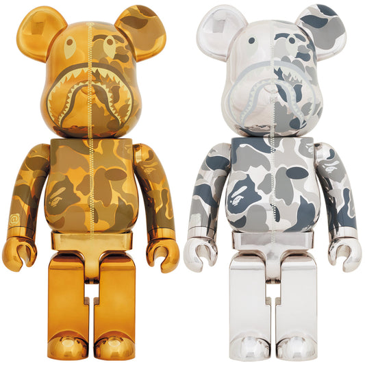 BE@RBRICK BAPE(R) CAMO SHARK 1000％ GOLD／SILVER