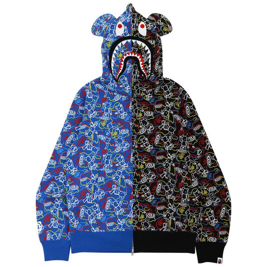 BE@RBRICK CAMO BE@R SHARK HALF FULL ZIP HOODIE